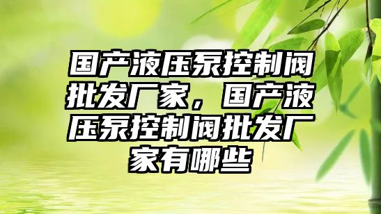 國(guó)產(chǎn)液壓泵控制閥批發(fā)廠(chǎng)家，國(guó)產(chǎn)液壓泵控制閥批發(fā)廠(chǎng)家有哪些